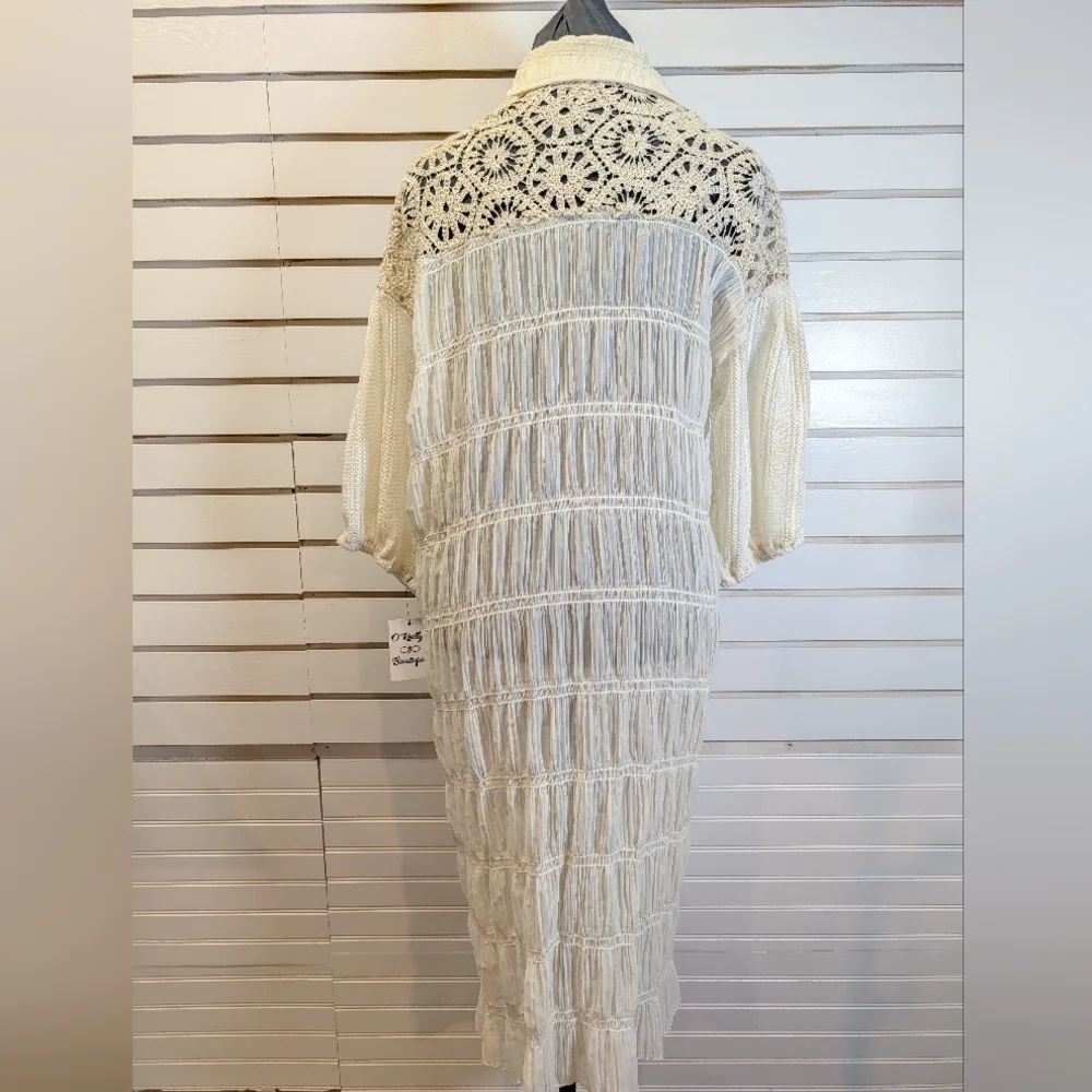 POL Long Ivory Button Front Smoked Cardigan Duster Size S/M NWT! - Picture 5 of 10